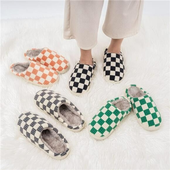 Fuzzy memory foam house slippers indoor outdoor shoes with faux fur lining - Picture 6 of 7